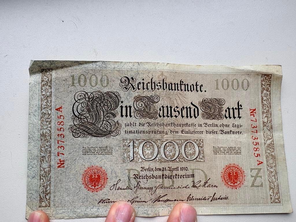 Reichsbanknote 1000 Mark - 1910 - Duits Keizerrijk, Ophalen of Verzenden, Duitsland, Los biljet