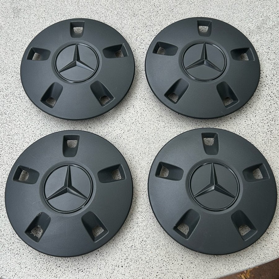 Mercedes-Benz Naafdoppen Set - Mat Zwart, Auto diversen, Wieldoppen, Ophalen of Verzenden, Zo goed als nieuw