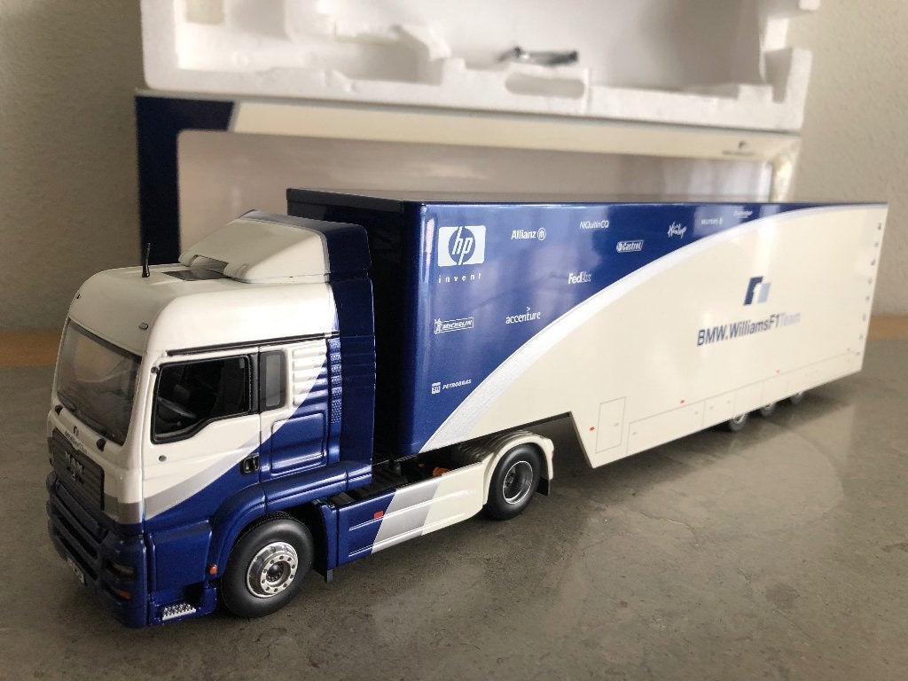 Mdl.018 / BMW-Williams F1 Team Truck 1:43 (2004) Nieuw!, Ophalen of Verzenden, Nieuw, Bus of Vrachtwagen, Overige merken