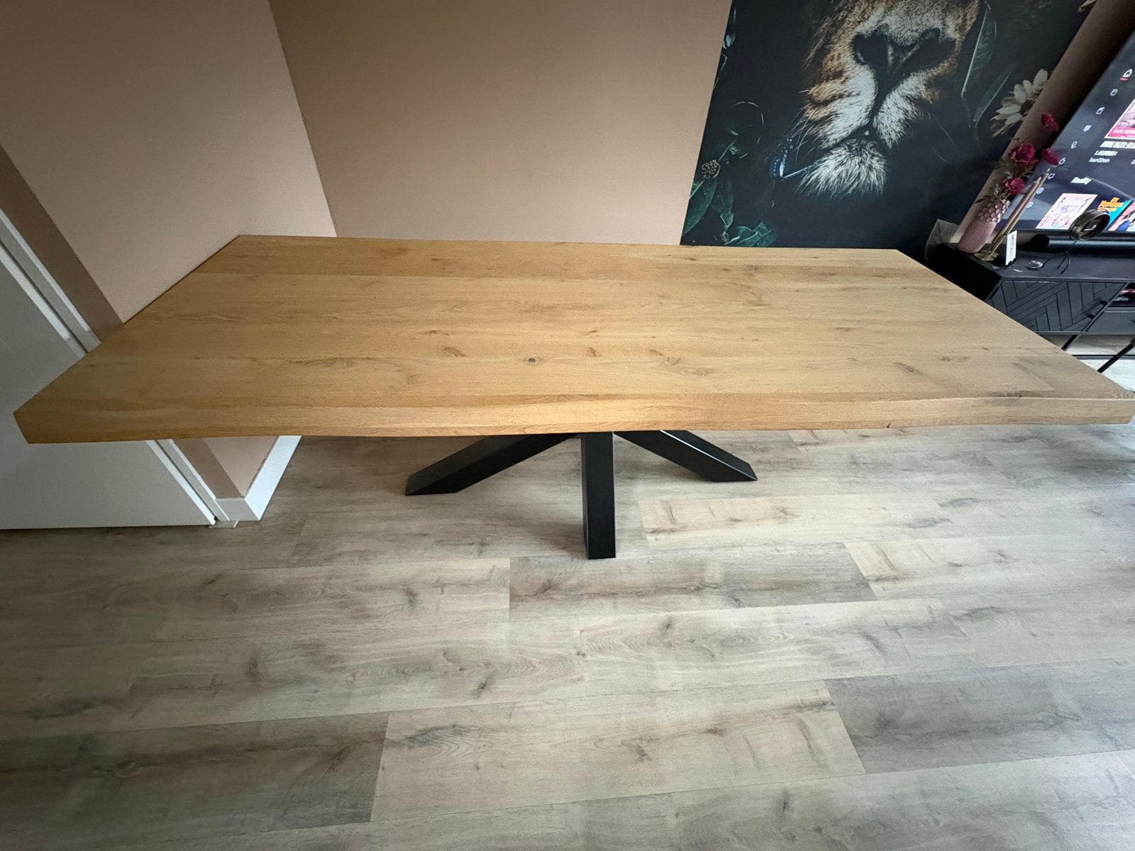 eettafel met spinpoot - 240x100cm Zo goed als nieuw, Ophalen, 200 cm of meer, 50 tot 100 cm, Zo goed als nieuw