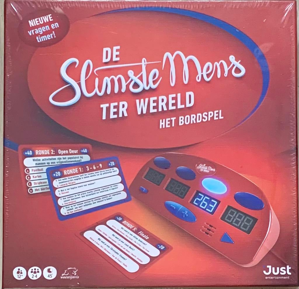De Slimste Mens Ter Wereld Bordspel [Nieuw], Hobby en Vrije tijd, Gezelschapsspellen | Bordspellen, Nieuw, Drie of vier spelers
