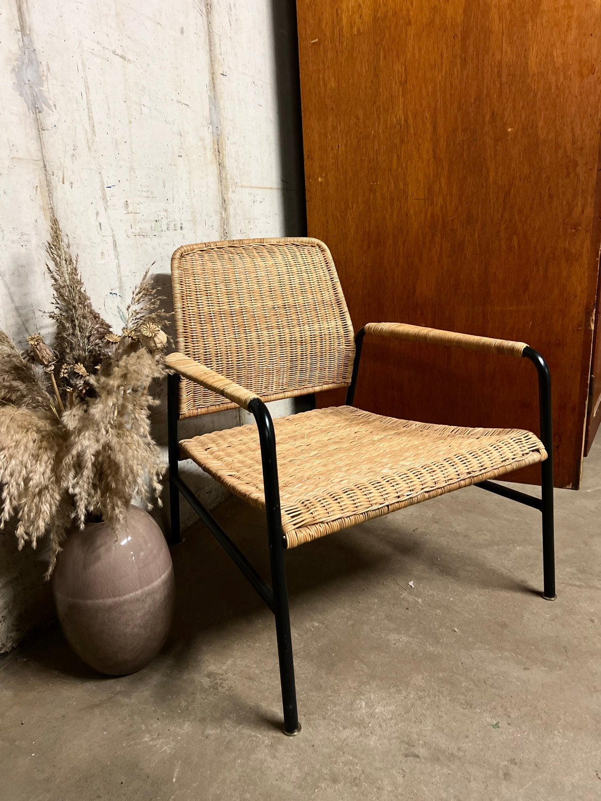 Stoel fauteuil rotan ikea, Huis en Inrichting, Ophalen, Zo goed als nieuw, 50 tot 75 cm, Riet of Rotan