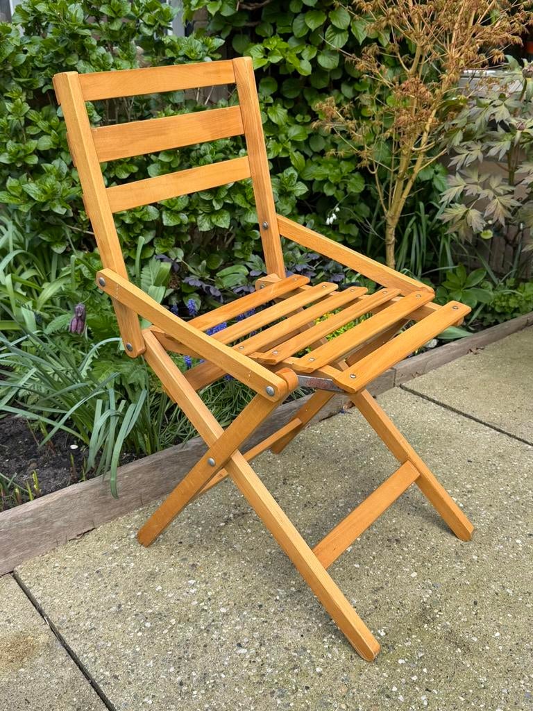 Vintage houten klapstoel/ strandstoeltje, Tuin en Terras, Tuinstoelen, Ophalen, Zo goed als nieuw, Hout