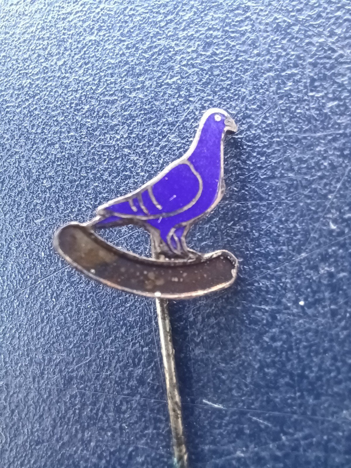 Emaille speldje van een duif (blauw), Ophalen of Verzenden, Gebruikt, Overige onderwerpen, Speldje of Pin