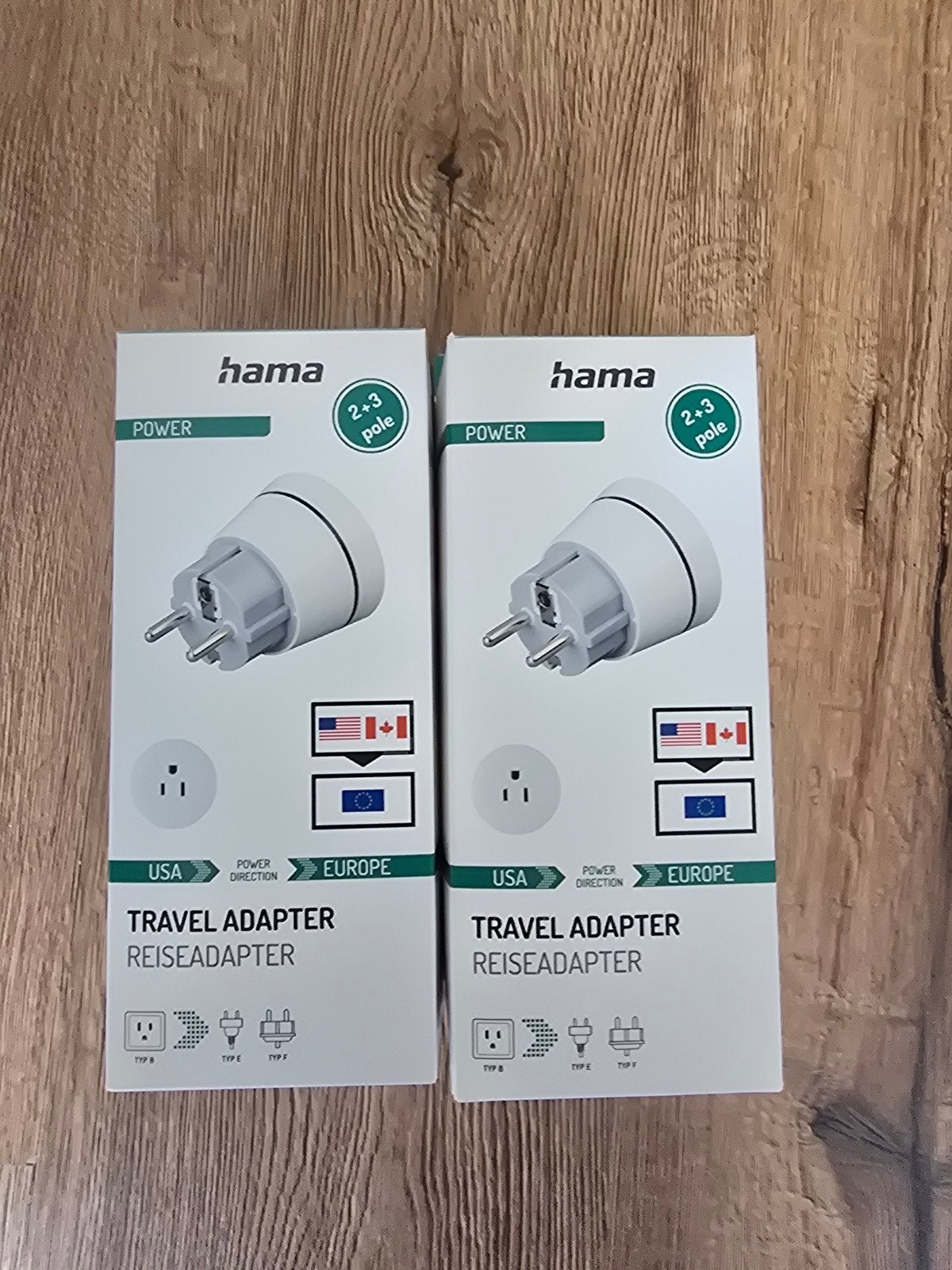2x Hama Reisadapter USA naar Europa – Nieuw in verpakking, Doe-het-zelf en Verbouw, Ophalen of Verzenden, Nieuw, Overige merken