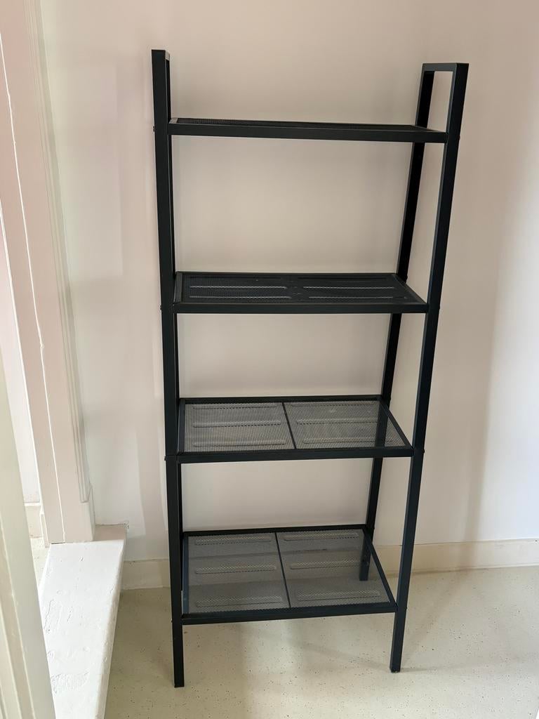 Zwart metalen rek met 4 planken, Ophalen, Gebruikt