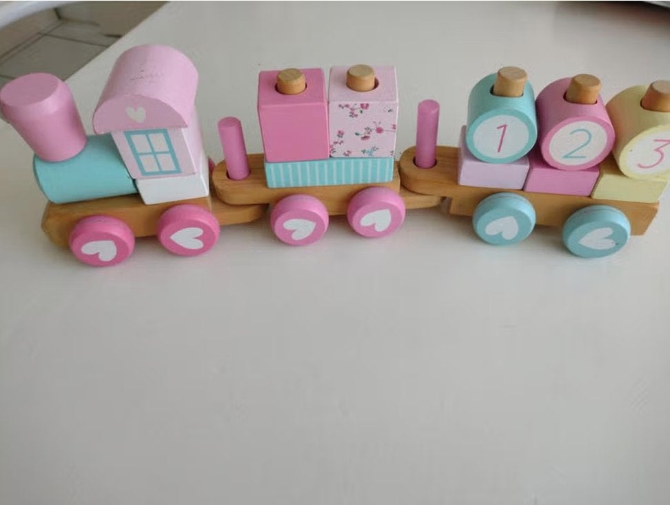 Houten trein Little Dutch roze/mintgroen, Kinderen en Baby's, Ophalen of Verzenden