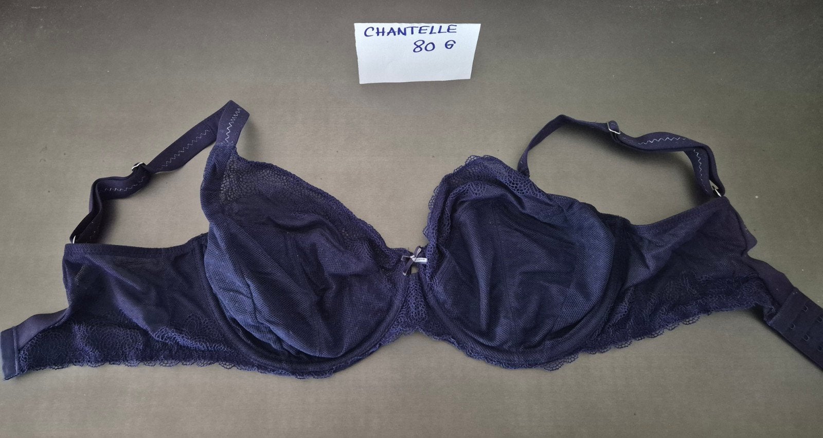 Chantelle BH 80G - Donkerblauw met kant, Chantelle, Ophalen of Verzenden, Blauw, BH