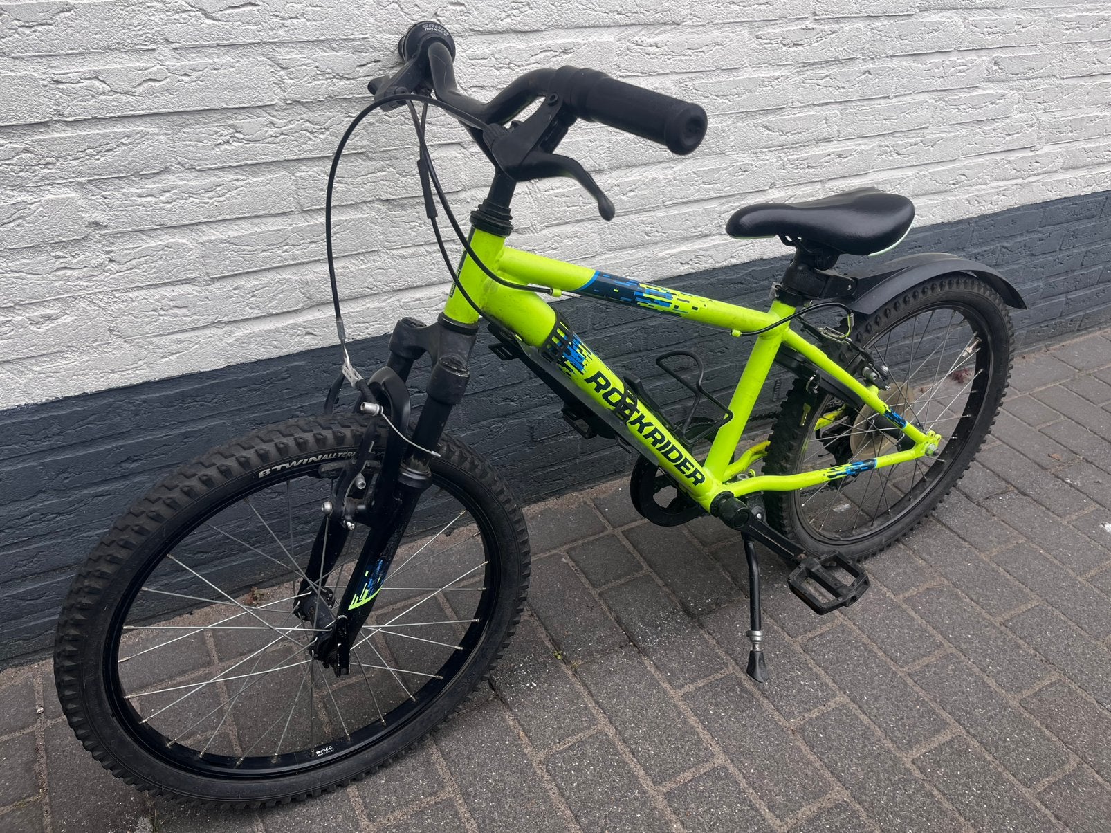 Btwin Rockrider mountainbike 20 inch neon geel / groen, Fietsen en Brommers, Fietsen | Jongens, Ophalen, Gebruikt, 20 inch, Versnellingen