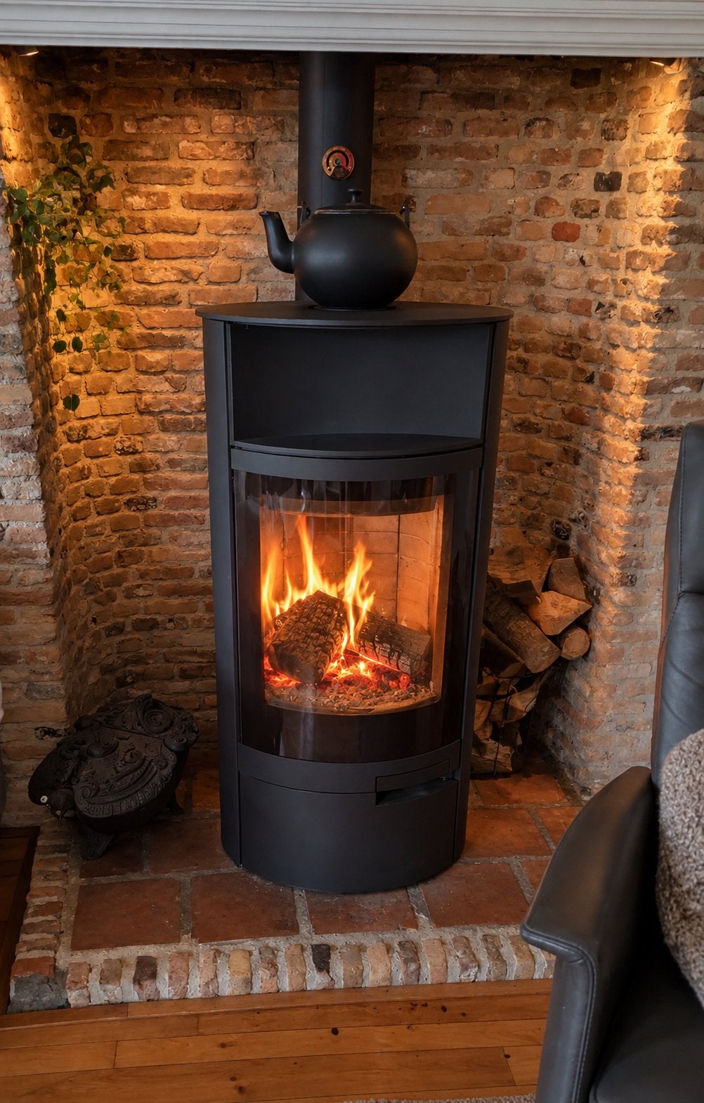 Zeldzame luxe BLACK DESIGN Storch Askja ZGAN houtkachel, Ophalen, Houtkachel, Zo goed als nieuw, Vrijstaand