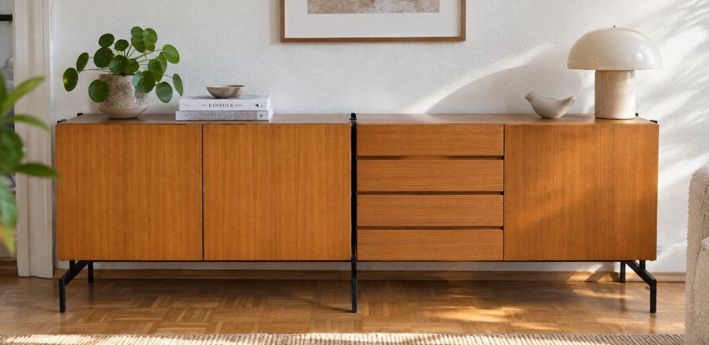 Vintage Deens teak sideboard – 200 cm – jaren 60/70, Gebruikt, Verzenden, 200 cm of meer, Deens, vintage