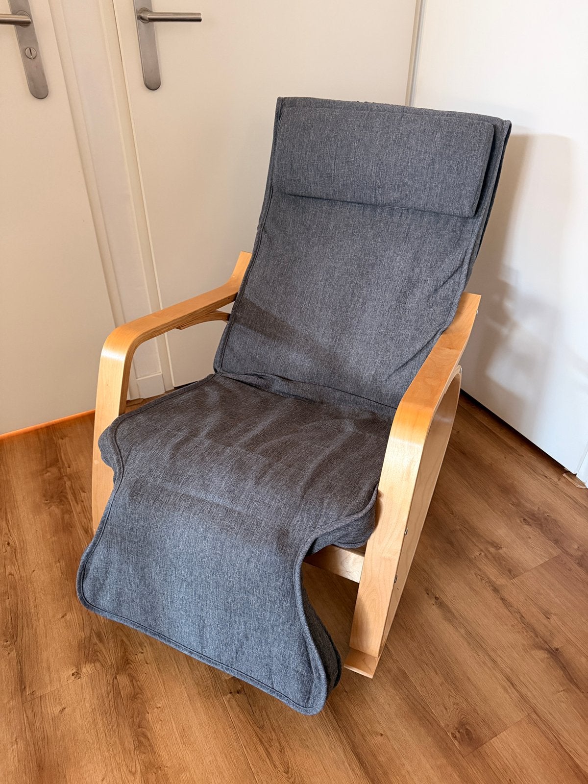 Schommelstoel – Ontspannende Relaxstoel | Antraciet, Ophalen, 100 tot 125 cm, Zo goed als nieuw, Stof