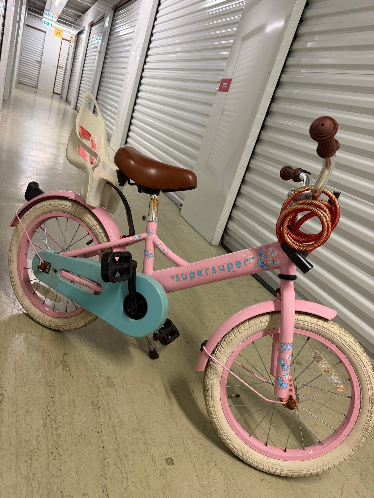 Roze kinderfiets met zitje, Ophalen, Gebruikt, Terugtraprem, Minder dan 16 inch