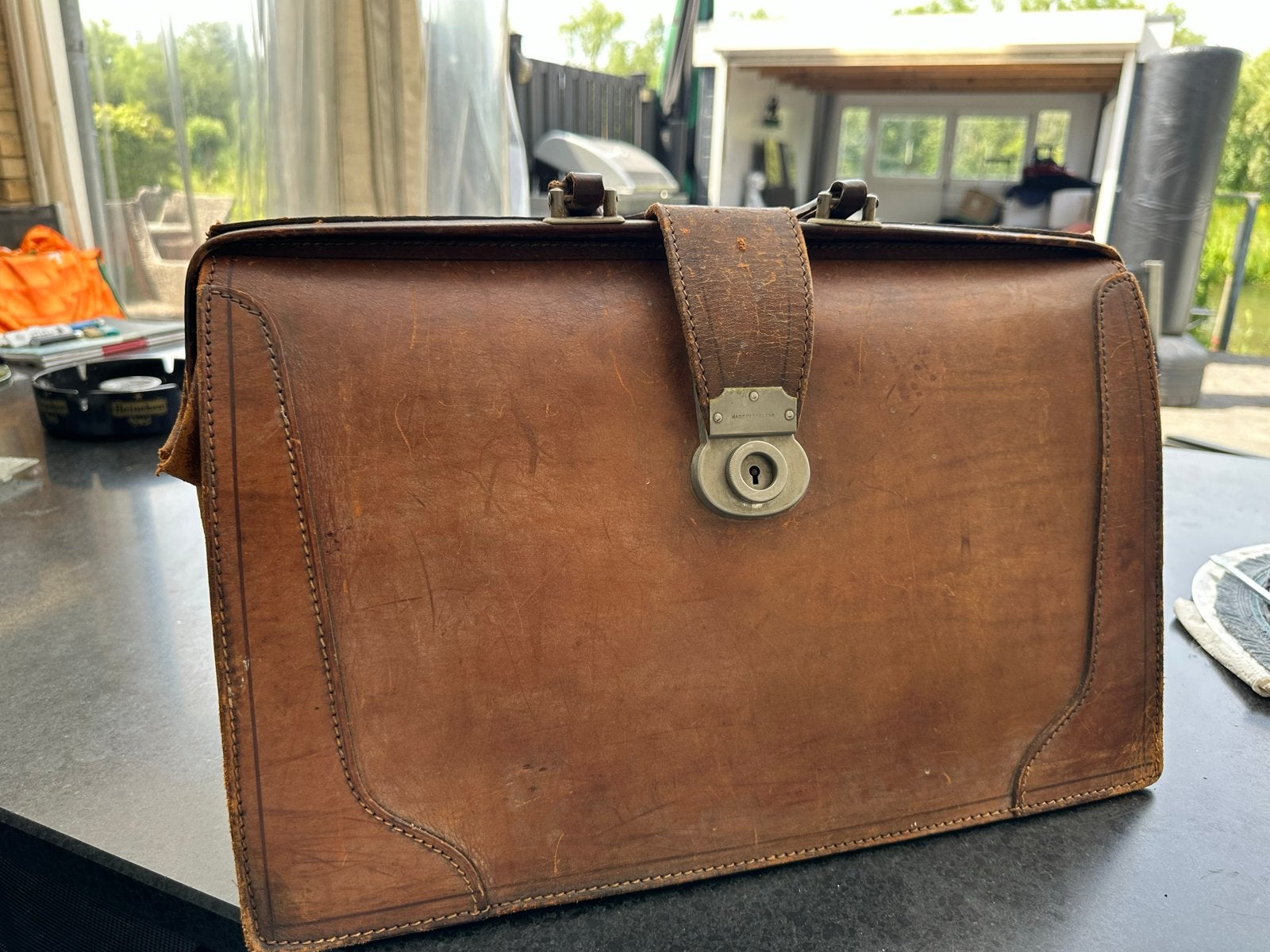 Vintage Morreys Brand Leren Aktetas - Handgemaakt, Antiek en Kunst, Ophalen