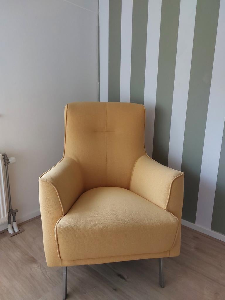 Comfortabele gele fauteuil Henders & Hezel, Huis en Inrichting, Fauteuils, Ophalen, Gebruikt, 75 tot 100 cm, 75 tot 100 cm