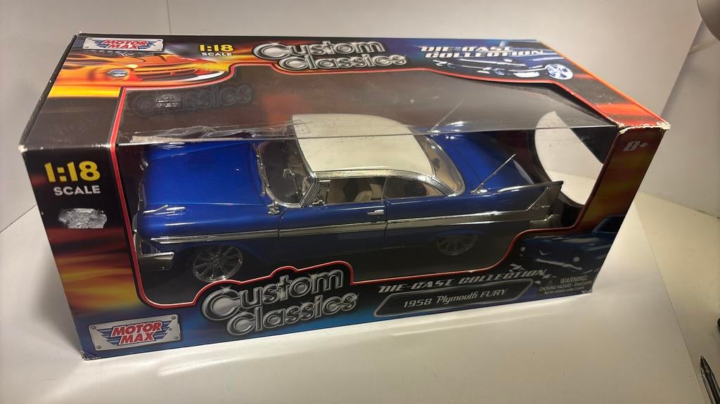 Plymouth fury 1958 motermax 1.18, Hobby en Vrije tijd, Modelauto's | 1:18, Overige merken, Ophalen of Verzenden, A, A