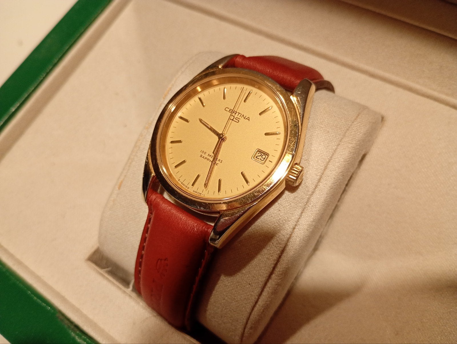 certina ds swiss made vintage quartz VG++ cond, Sieraden, Tassen en Uiterlijk, Horloges | Heren, Overige merken, Leer, Staal, Polshorloge