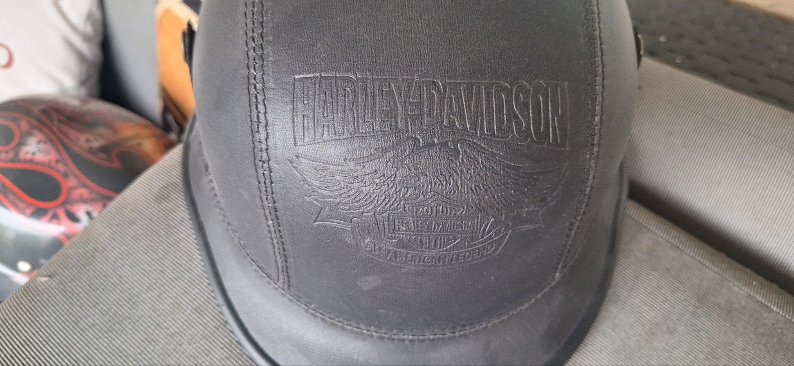 Harley-Davidson Jethelm - Zwart Leer, Heren, Jethelm, Tweedehands, Ophalen