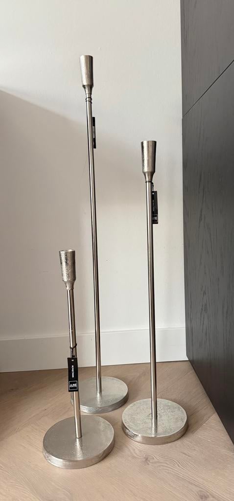 Set van 3 Kandelaar Metaal Zilver, Overige kleuren, Veens Living, Nieuw, Elst