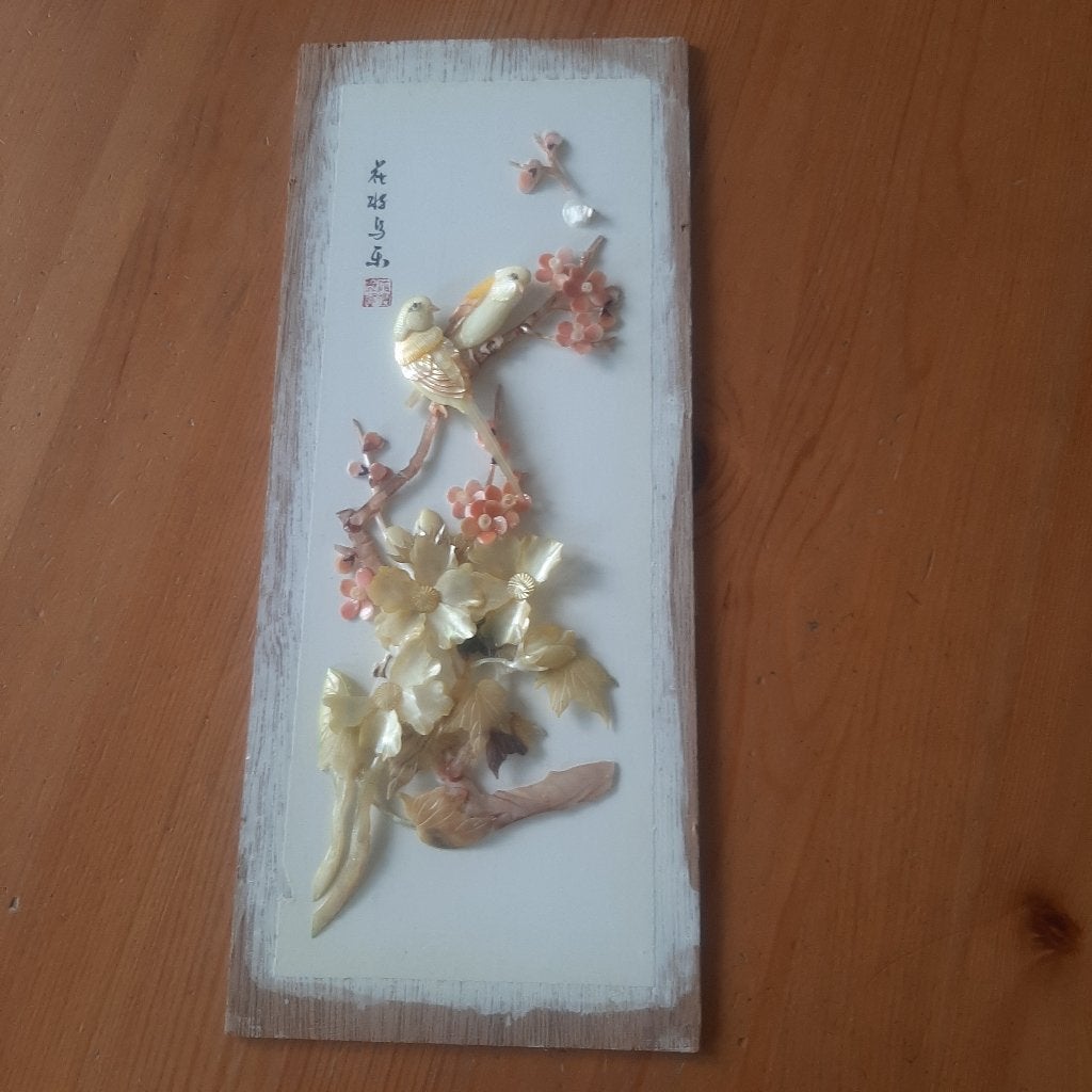 Schilderijtje van schelpen, Ophalen of Verzenden, Gebruikt, Minder dan 50 cm, Schilderij