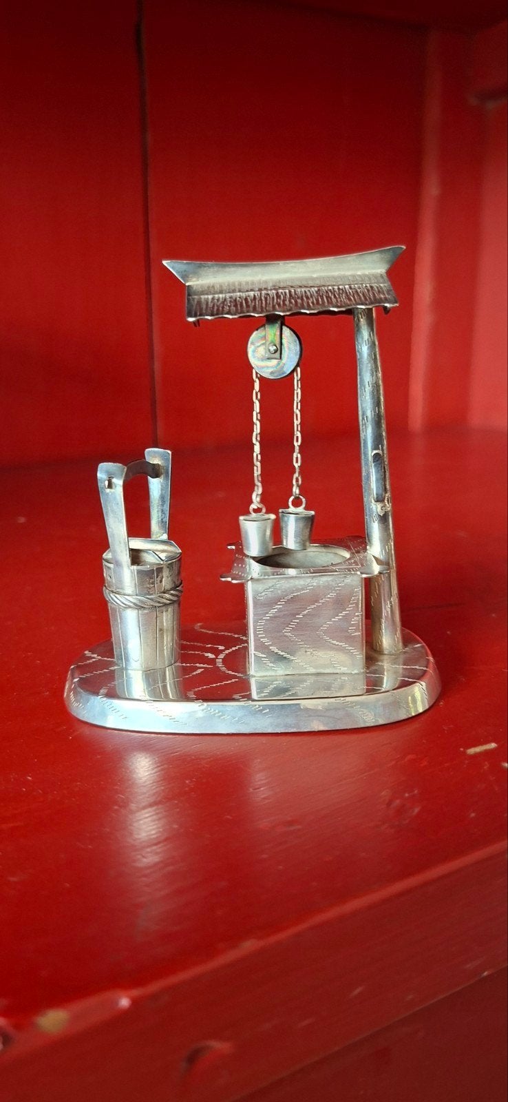 Zilveren miniatuur waterput- massief 950 zilver 61 gr., Ophalen of Verzenden, Zilver