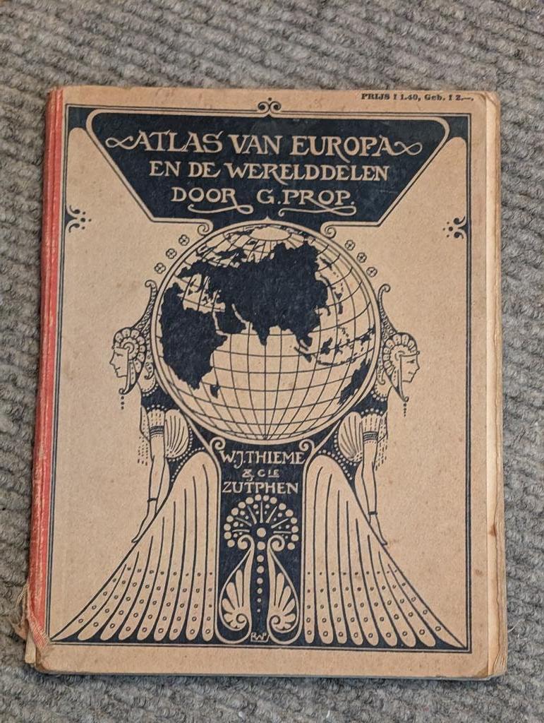 Antieke Atlas van Europa en de Werelddelen - G. Prop, Boeken, Overige atlassen, 1800 tot 2000, Ophalen, Gelezen
