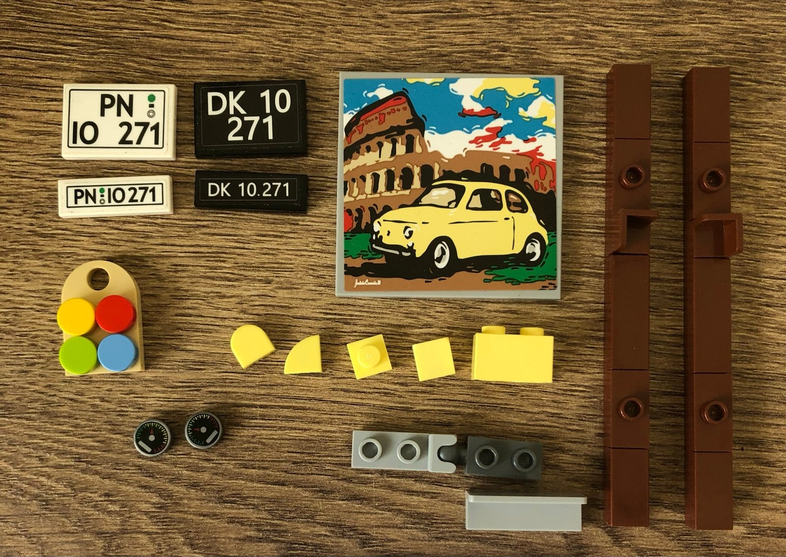 LEGO Fiat 500 onderdelen - Plaatjes, nummerplaten, etc., Ophalen of Verzenden, Gebruikt, Overige merken