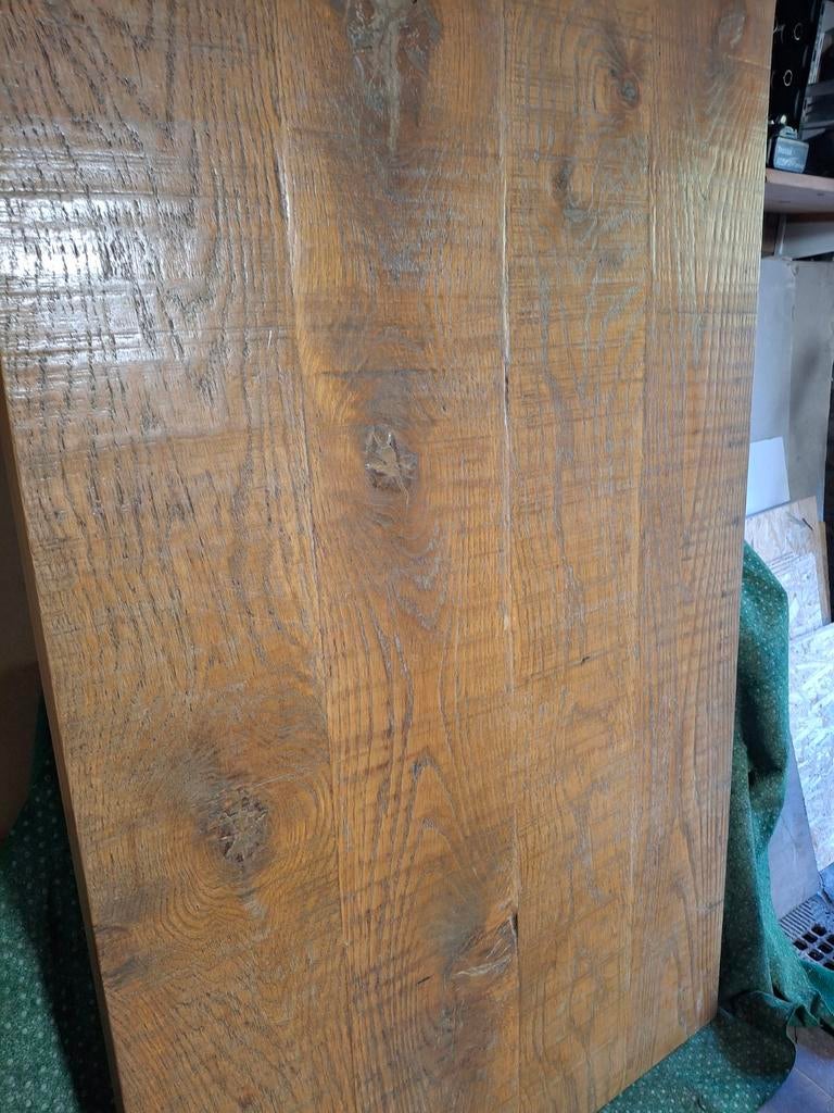 Massief eiken tafel, Gebruikt, Eikenhout, Landelijk, Rechthoekig
