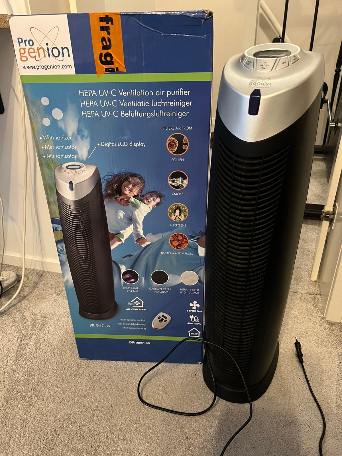 Progenion Hepa luchtreiniger zo goed als nieuw, Witgoed en Apparatuur, Ventilatoren, Ophalen of Verzenden, Zo goed als nieuw, Torenventilator