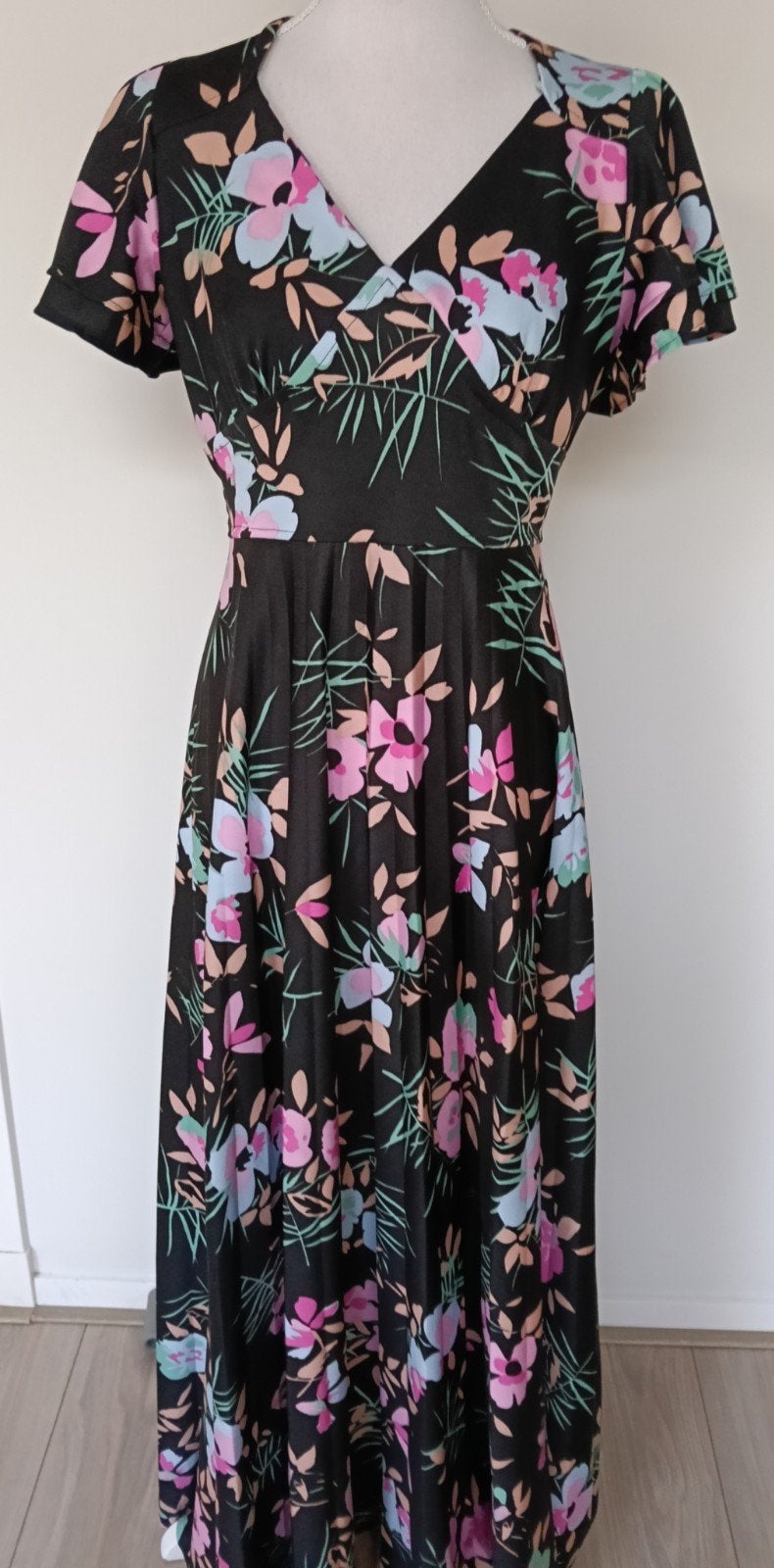 geweldige vintage retro maxi jurk maat M, Kleding | Dames, Maat 38/40 (M), Zo goed als nieuw, Onder de knie, Meerkleurig