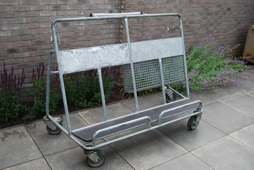Platenkar / Glas kar gegalvaniseerde fabriekskar met mand ., 100 liter of meer, Ophalen, Gebruikt, Transportkar