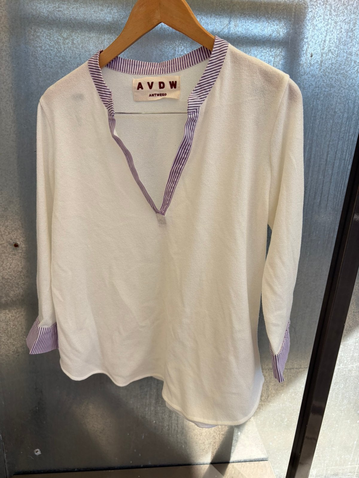 Avdw Antwerp Annic trui top blouse wit paars, Ophalen of Verzenden, Zo goed als nieuw, Paars