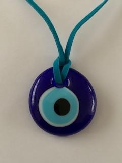 Hippie unisex ketting glazen hanger turquoise blauw nieuw, Blauw, Nieuw, Ophalen of Verzenden, Overige materialen