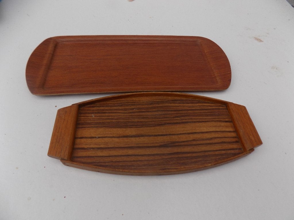 Dienblad teak retro vintage, Ophalen of Verzenden, Gebruikt, Rechthoekig, Hout