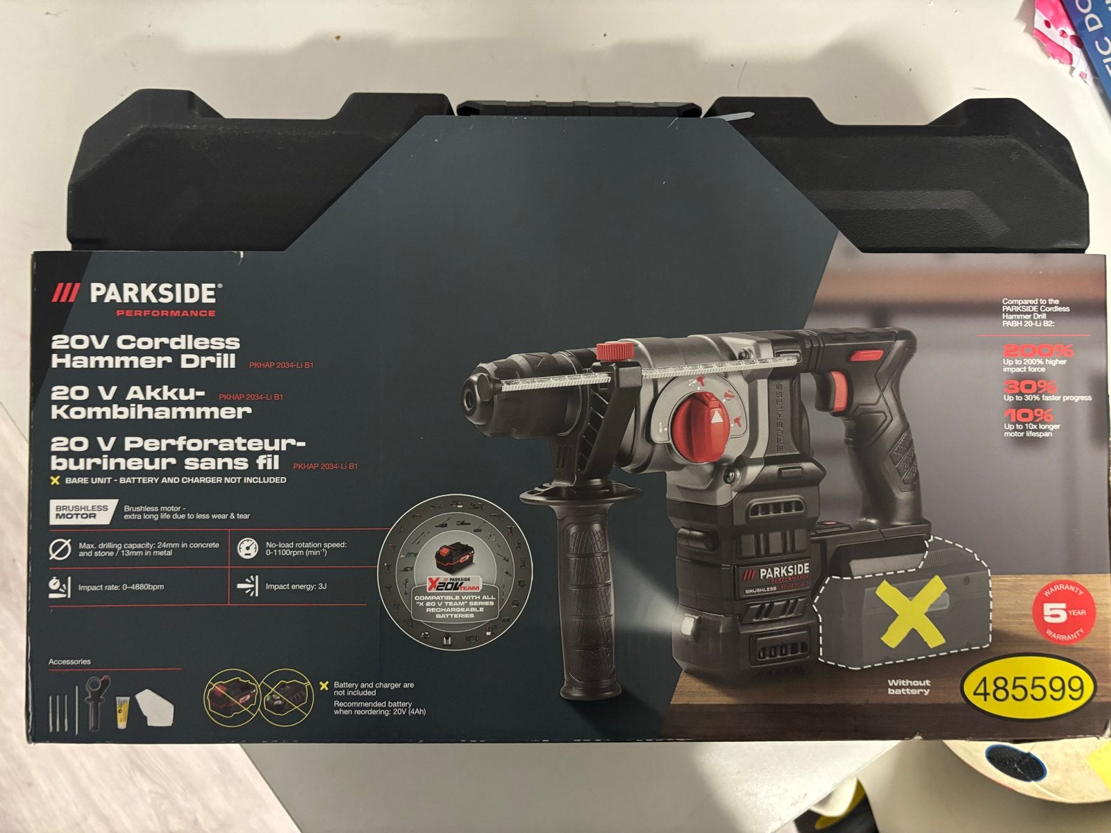 Parkside 20V Accu-Kombihamer - Nieuw in doos, Ophalen, Nieuw, Boor- en/of Breekhamer, Klopboormechanisme