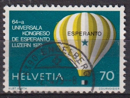 Zwitserland 1979 Esperanto Congres Lucern Luchtballon, Postzegels en Munten, Verzenden, Gestempeld, Vliegtuigen