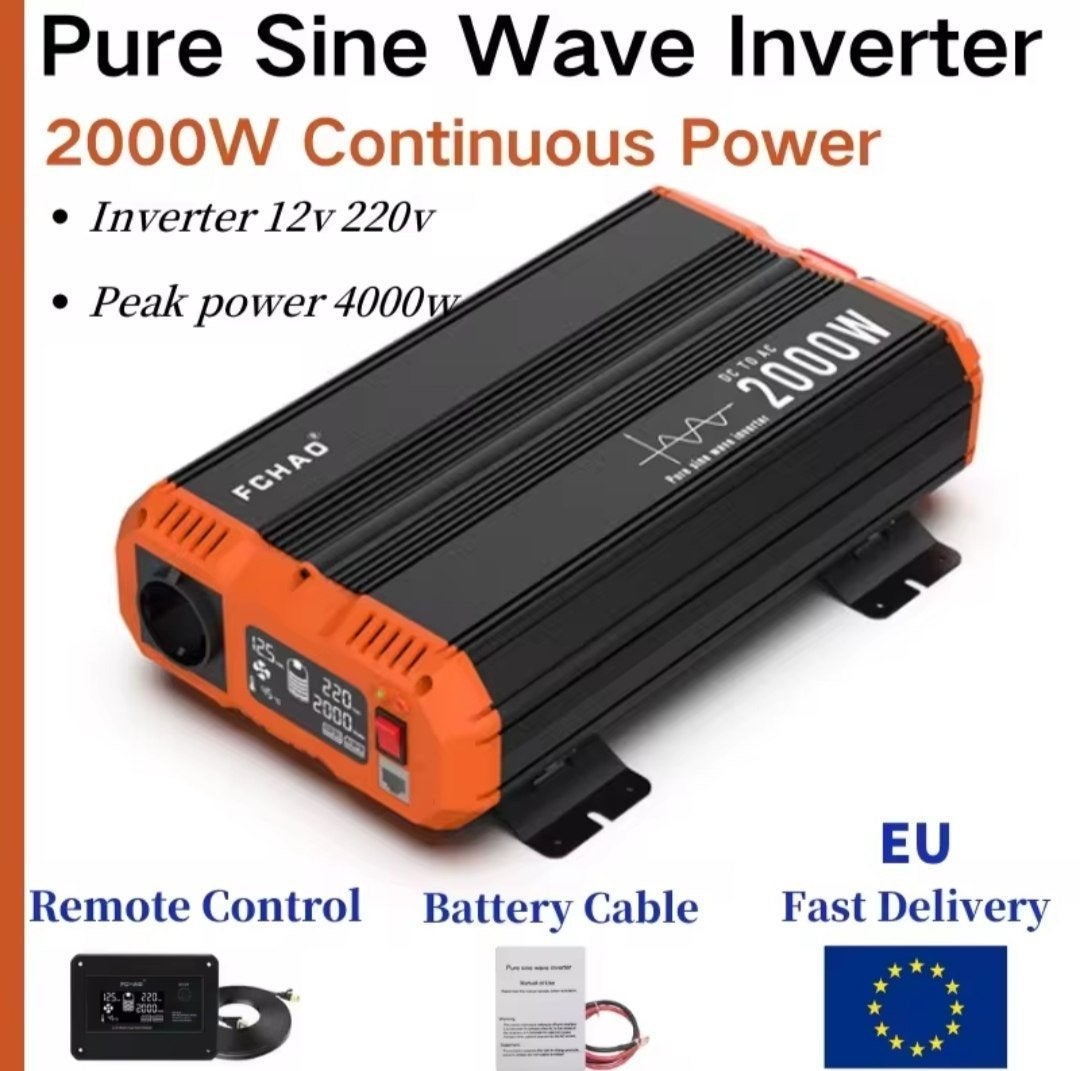 Pure Sinus Omvormer 2000W 12V naar 220V, Ophalen of Verzenden, Nieuw