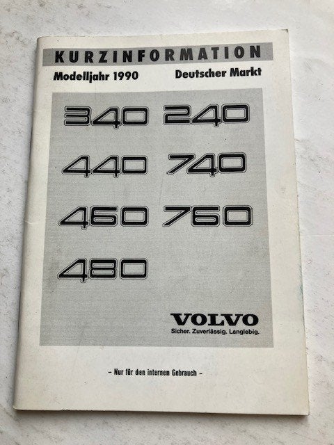 Volvo Kurzinformation Modelljahr 1990 - Techn. gegevens, Volvo, Zo goed als nieuw, Volvo, Ophalen of Verzenden