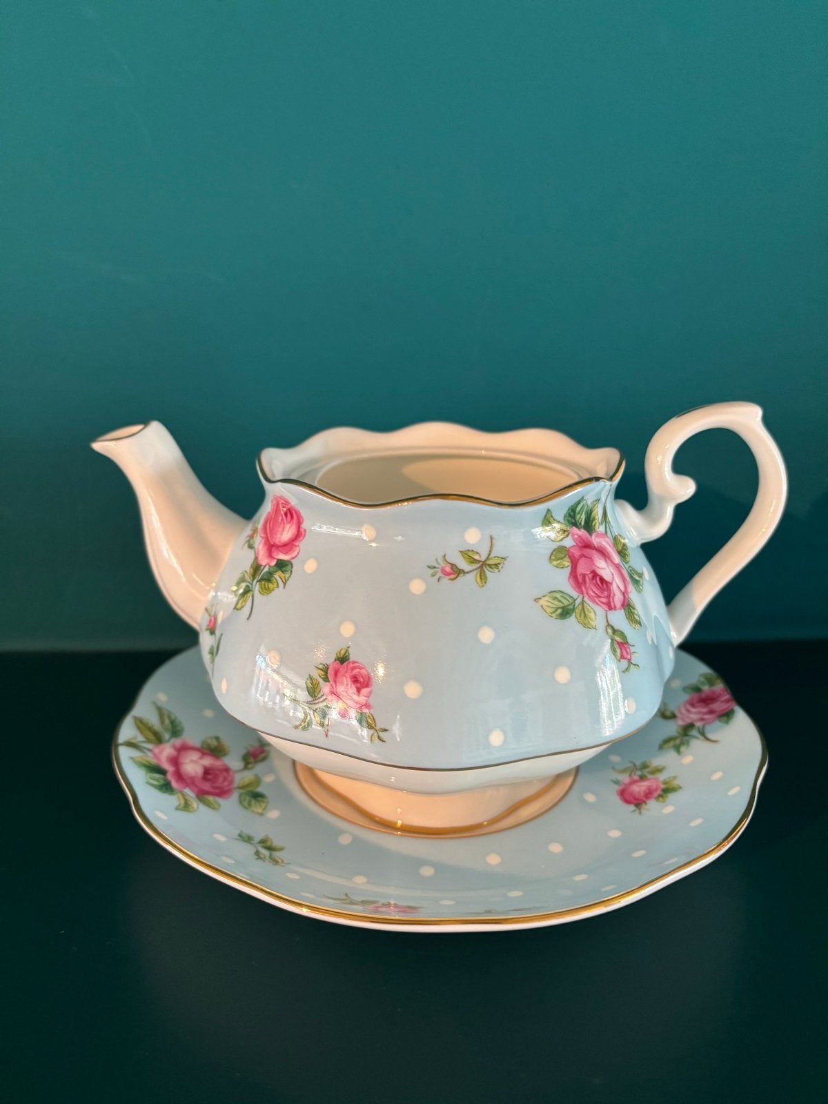 Royal Albert Polka Rose Tea for One set (onvolledig), Ophalen, Gebruikt, Klassiek, Theepot