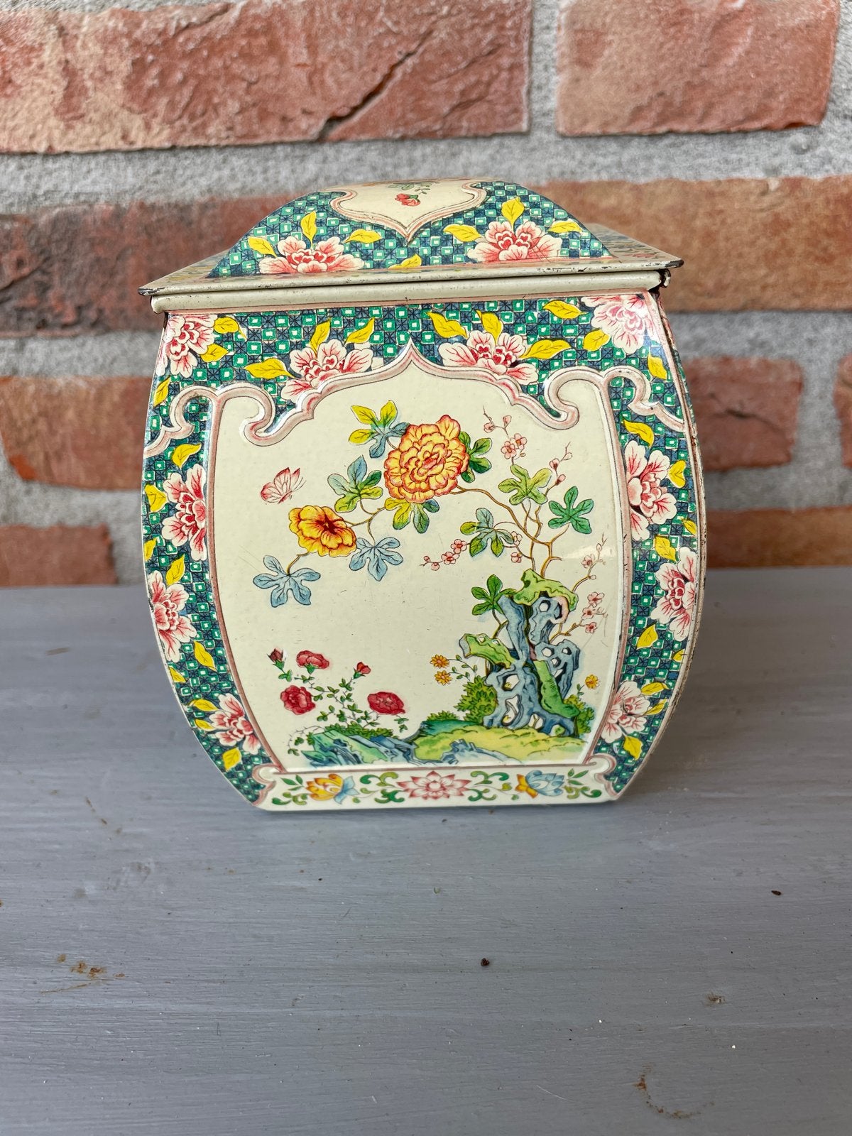 Vintage Chinese theebus met bloemen en vogels, Ophalen of Verzenden