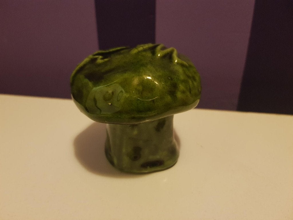 RetroVintage Keramiek Paddestoel Groen opbergpotje, Ophalen of Verzenden