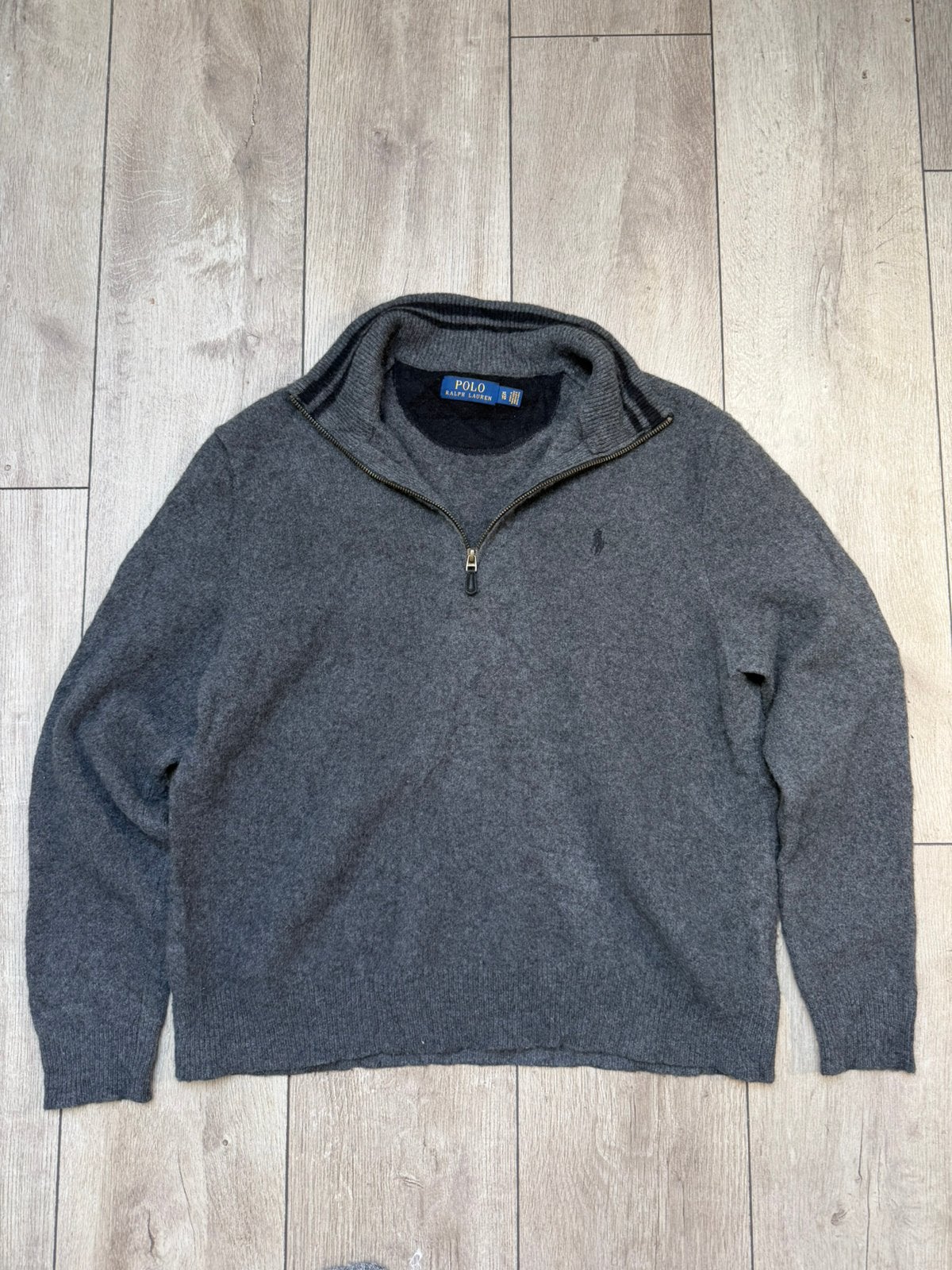 Polo Ralph Lauren Quarter Zip Wol XL – Grijs, Kleding | Heren, Ophalen of Verzenden, Zo goed als nieuw, Maat 56/58 (XL), Grijs