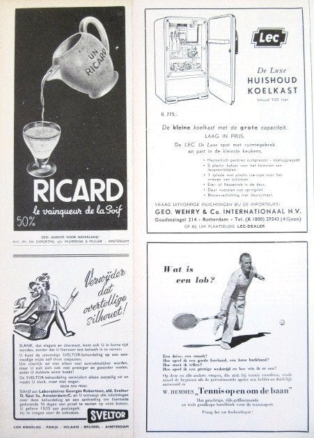 9 vintage advertenties reclames van div. producten 1955, Verzamelen, Ophalen of Verzenden, Gebruikt, Overige typen