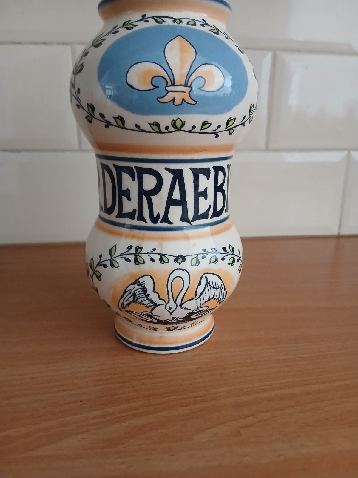 oude  apothekerspot R.DERAEBIS met fleur-de-lis en zwanen, Antiek en Kunst, Ophalen of Verzenden