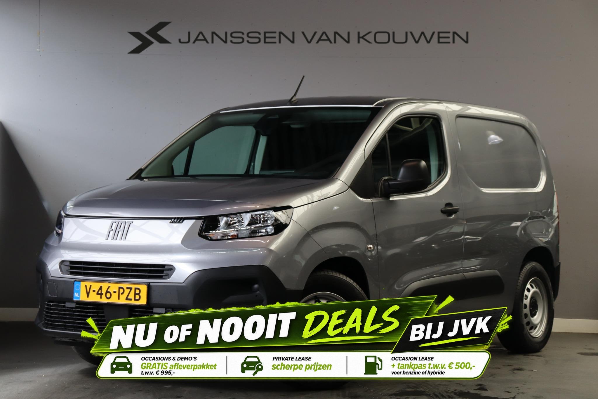 Fiat E-Doblò 136 L1 50 kWh Apple CarPlay Achteruitrijcamera, Origineel Nederlands, Grijs, 2 stoelen, Zilver of Grijs