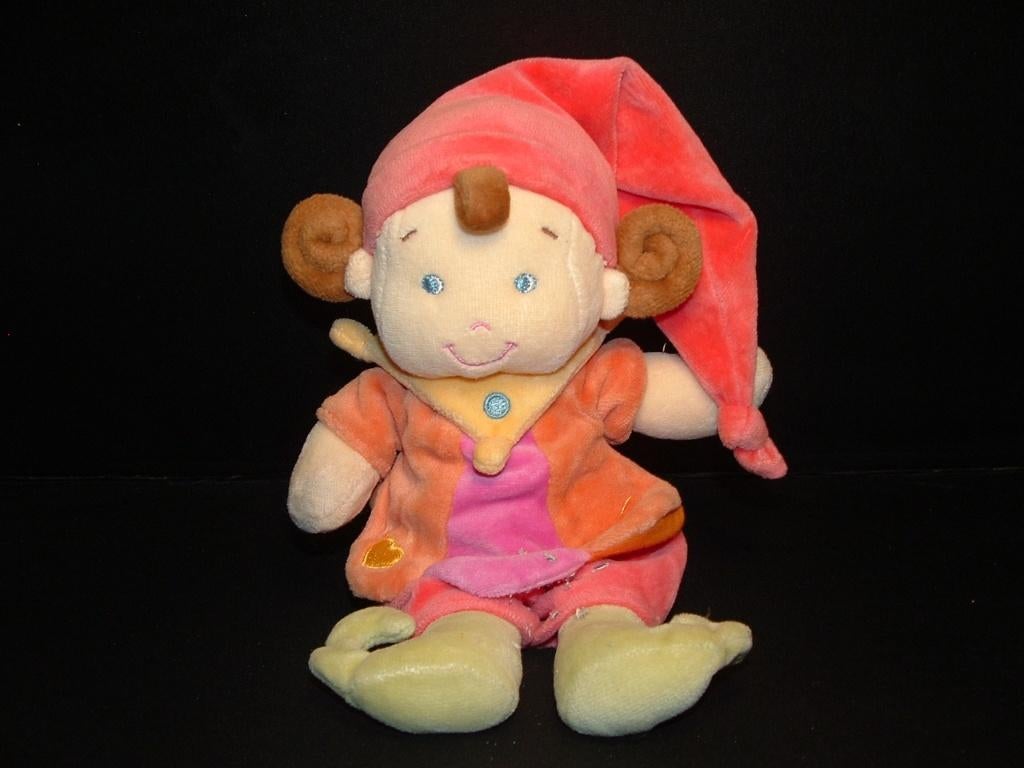 NICOTOY POPJE VELOURS HUIDSKLEUR MET ROZE/ORANJE, Ophalen of Verzenden, Nieuw, Overige typen