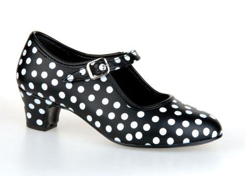 Spaanse schoentjes zwart met witte stip, Pumps, Verzenden, Zwart, Nieuw