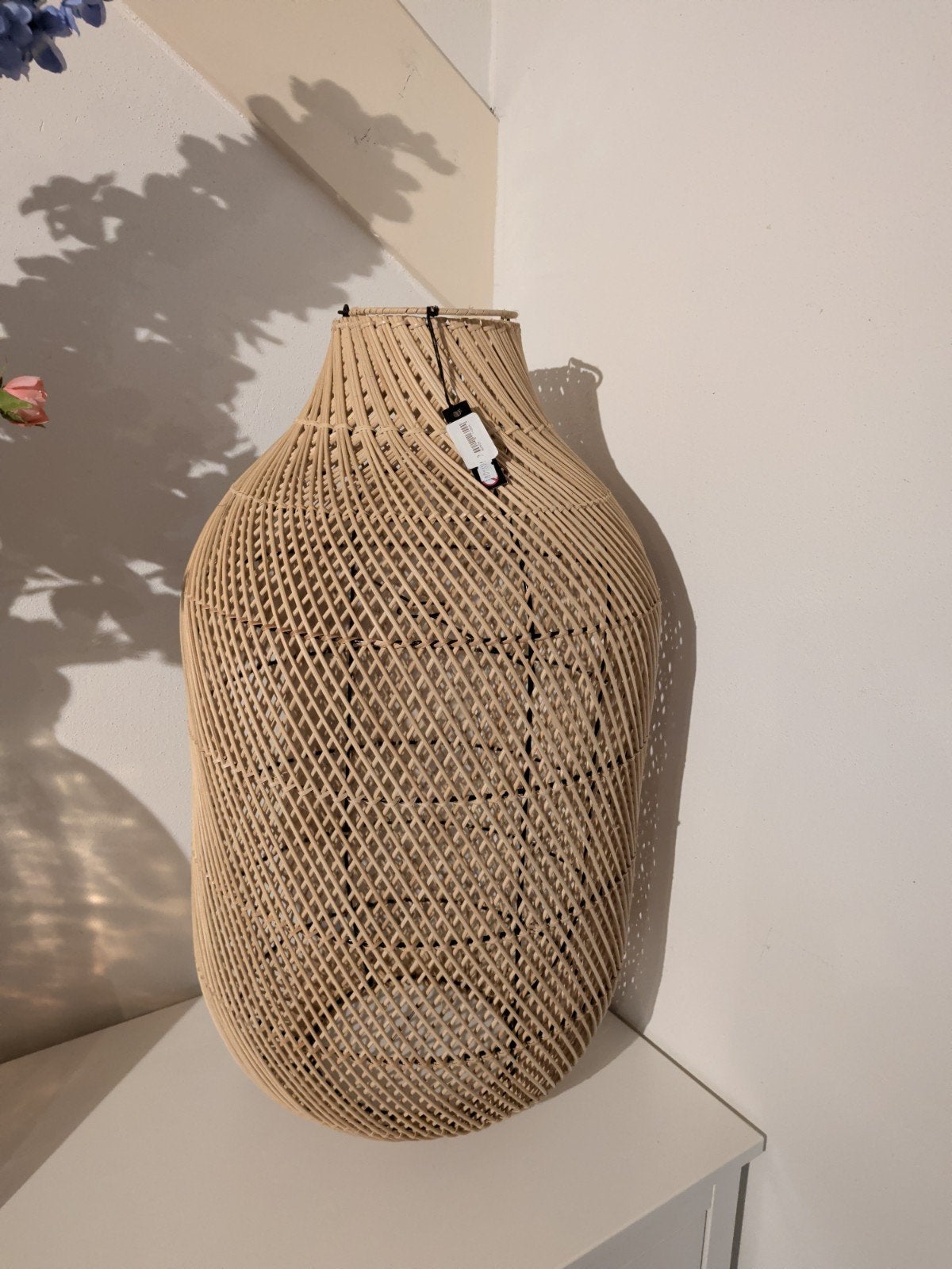 J-line rieten lantaarn met prijskaartje, Ophalen, Bohemian, Overige merken, Natuurlijk materiaal