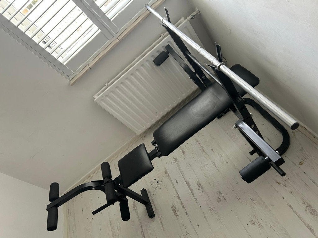 Halterbank met Halterstang en Gewichten – Home Gym, Ophalen, Gebruikt, Benen, Fitnessbank