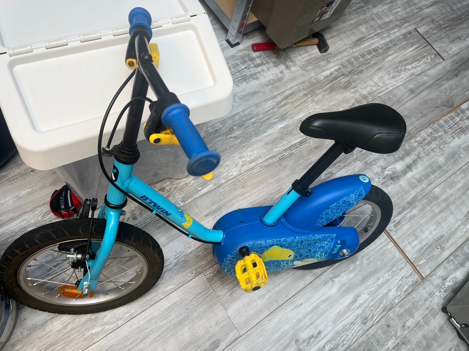B’twin 500 ocean kinderfiets met zijwieltjes, Ophalen, Gebruikt, Minder dan 16 inch, Zijwieltjes